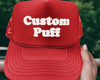 Custom Foam Hat, Metallic Custom Puff Print Hat, Custom Mesh Trucker Hat, High Crown Hat, Foam Trucker Hat, Puff Hat, 3D Puff Print Hat