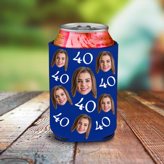 Birthday 40th Can Cooler, Drink Holder, Party Favor, Custom Birthday Can Cooler, Bachelor Party Favor Custom Face Can Cooler, Custom Cooler