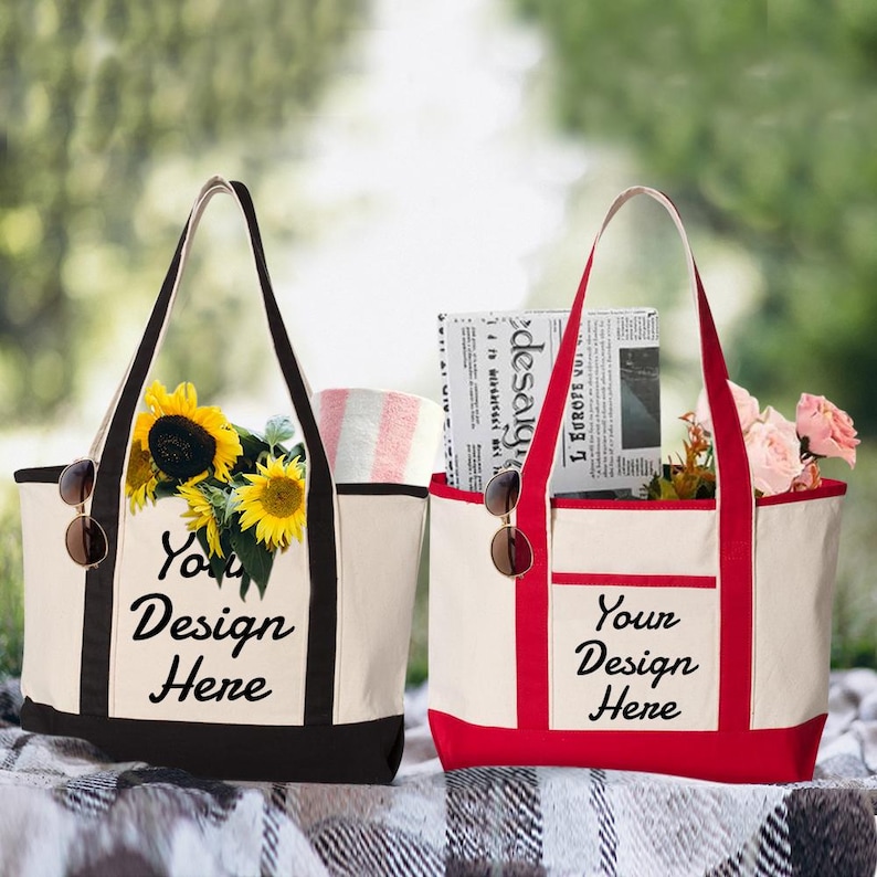 Personalized Logo Tote Bag: Custom Cotton Canvas Shopping Bag - Etsy