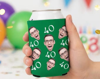 Custom Birthday Can Cooler, 30th birthday decorations, 40th birthday , custom party favors, 40th birthday gift, Customized ANY AGE Birthday