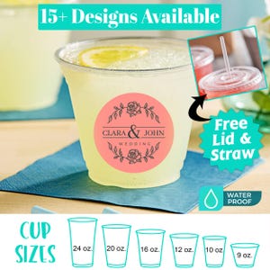 Personalized Wedding Party Cups – Custom Plastic Cups with Names, Dates or Logo, Bulk Event Cups, Reusable Party Favors