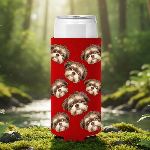 Custom Dog Face Can Cooler – Personalized Pet Photo Gift – Funny Dog Lover Gift – Insulated Drink Sleeve – Cute Gift for Dog Mom or Dad