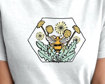 Bees and Dandelions Cottagecore T Shirt, Beekeeper T-Shirt, Bee Keeper Gift, Save the Bees, Bee Kind Comfort Colors Cotton T Shirt