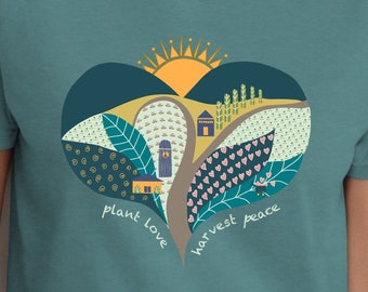 Farmcore Plant Love, Harvest Peace TShirt, Farmland, Hippy Farm, Peace Sign Comfort Colors Unisex Garment-Dyed T-shirt