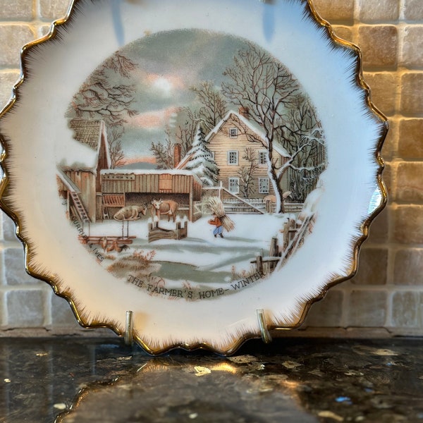 Currier and Ives collectible plate The Farmers Home Winter