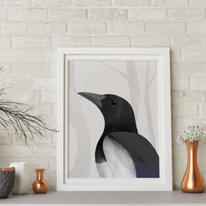 Bird Modern Art Print, Neutral Giclée Contemporary Wall Art, Bird Poster House Warming Gift, Living Room Office Home Decor image 1