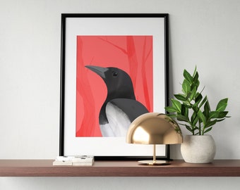 Bird Modern Giclée, Multicolored Contemporary Wall Art, Living room home decor, Colorful bird poster house warming gift