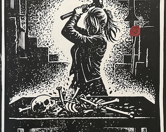 Grabado en linóleo de Buffy la Cazavampiros – "Cuando se portaba mal"