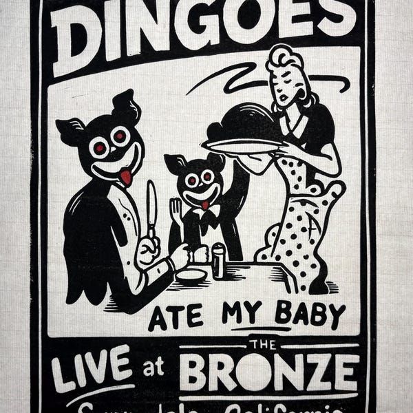 Buffy the Vampire Slayer Lino Print – "Dingoes ate my baby” band poster
