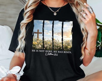 He Is Not Here Tee, He Has Risen Tee, Christian Easter Shirt, Jesus Resurrection Tee, Faith Based Shirt, Easter Bunny Tee, Religious Faith