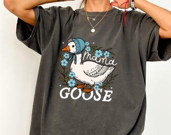 Comfort Colors* Mama Goose Shirt, Mother's Day Shirt, Cute Mom Shirt, Floral Mama Goose Shirt, New Mom Shirt, Gift For Mom, Mothers Day Gift