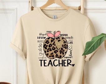 Teacher Leopard Shirt, Gift For Teacher, Funny School Shirt, Elemeno Shirt, Kindergarten Shirt, Hello Teacher Tee, First Day School T-shirt,
