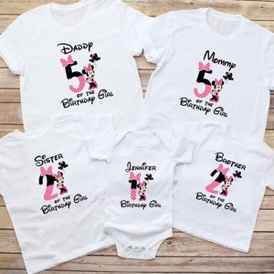 Personalization Disney Birthday Girl Shirts, First Birthday Age Family Shirts, Girl birthday Shirt, Family Minnie birthday, Matching Minnie,