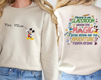 Personalized Teacher Sweatshirt, Teacher Sweat, Mickey Mouse Sweat, Disney Sweat, Custom Name, Disney Teacher, School Teacher, Teacher Mom,