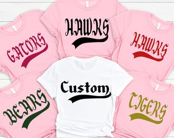 Custom School Mascot T-Shirt, Personalized Team Name Shirt, Custom School Spirit Tee, Back To School Gift, Sports Logo Tee, Custom Team Top,