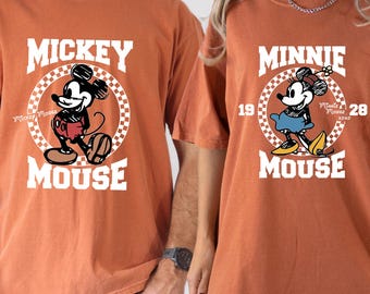 Comfort Colors* Retro Mickey And Minnie Mouse, Disney Couple Matching Outfit, Valentine Trip Shirt, Vintage Disney Love, Cute Cartoon Style
