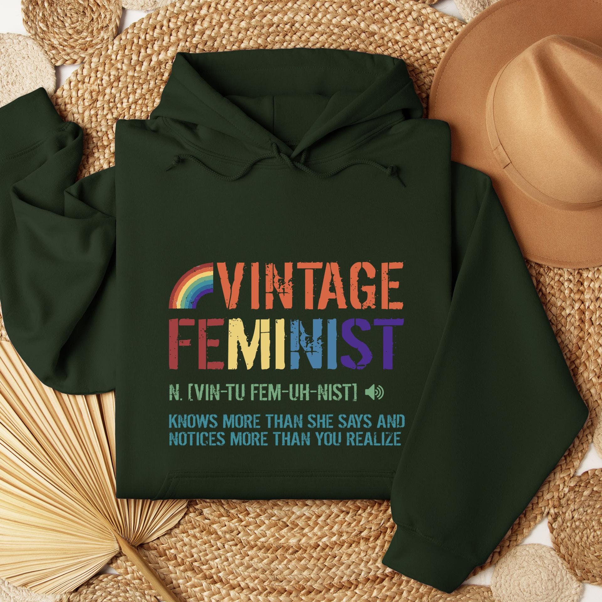 Vintage Feminist Hoodie, Knows More Than She Says Hoodie, Notices More Than You Realize, Feminist Women Hoodie, Feminist Gift, Gift For Mom,