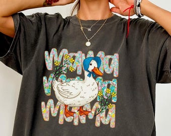 Comfort Colors* Cute Mama Goose Shirt, Funny Floral Duck Mom, Goose Lover Gift Idea, Mother's Day Outfit, Animal Mom Tee, Spring Custom Tee