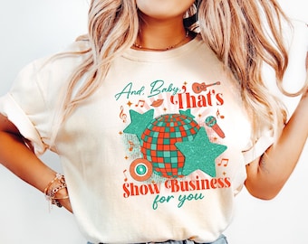 Comfort Colors* Retro Sparkly Show Business Shirt, Y2K Girl Style Tee, Trendy Concert Party Outfit, Cute Gift For Her Vintage Music Vibes