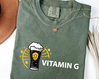 Vitamin G Beer Comfort Colors® T-Shirt, Funny Beer Graphic Tee, St Patrick’s Day Irish Pub Party Shirt