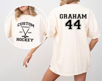 Comfort Colors* Custom University Hockey Est Year Shirt, Personalized Hockey Shirt, Game Day Unisex Hockey Shirt, Hockey Mom Gift Shirt,
