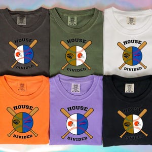 Custom House Divided Baseball Shirt, Split Team Family  Comfort Colors© Tee, Personalized Two Team Sports Gift,