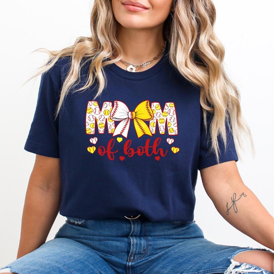 Mom of Both Baseball and Softball Shirt, Sports Mama Game Day Tee ...