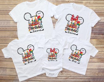 Custom Disney Family Birthday Shirt, Disney Birthday Girl Shirt, Disney Birthday Boy Shirt, Disney Birthday Squad Shirt, Mickey Minnie Gift