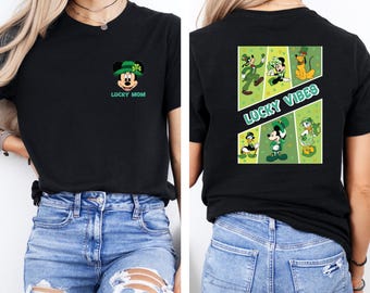 Custom Disney Mickey And Friends Lucky Vibes T-Shirt, Custom Family Saint Patrick's Day Shirt, Disneyland Lucky Day, Disney Shamrock Shirt,