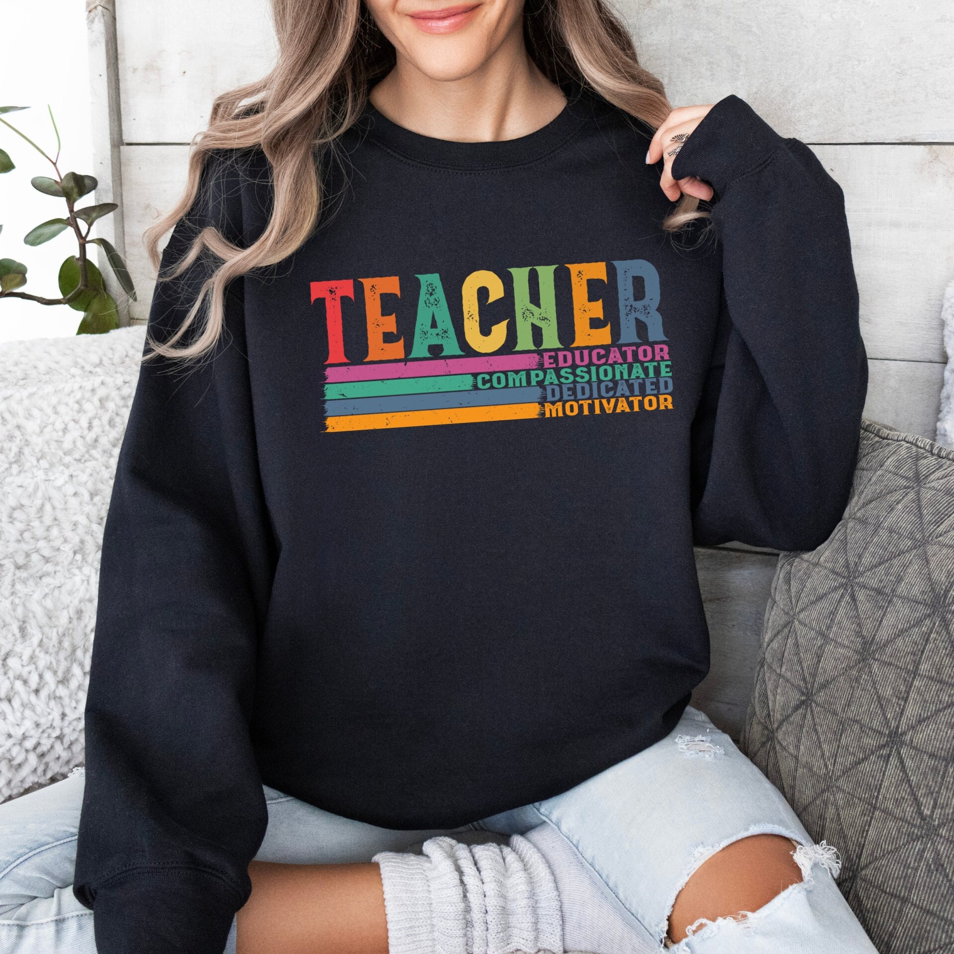 Retro Teacher Sweat, Gift For Teacher, Birthday Gift Teacher, Meme Sweat, Educator Sweat, Compassionate Sweat, Dedicated, Motıvator Sweater,