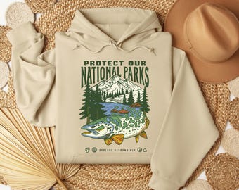 Retro Hiking Adventure Hoodie, 90s National Parks Unisex Hoodie, Granola Girl Pullover, Respect The Local Wildlife, Camping Wanderlust,