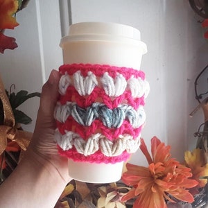 Full of Heart Cup Cozy Crochet Pattern, Crochet Pattern, Digital Download, Cup Cozy Pattern