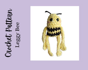 Leggy Bee Crochet pattern, crochet bee, bee pattern, bee plush