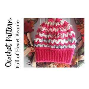 Full of Heart Beanie Crochet Pattern 2 n 1, Crochet Beanie Pattern, Digital Download, Cup Cozy Pattern