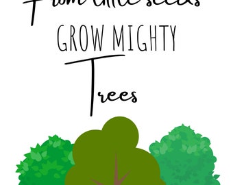 De Little Seeds Grow Mighty Trees decoración de pared para guardería