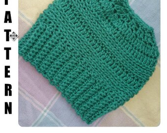 Messy Bun Beanie Crochet Pattern, Crochet Beanie Pattern, Digital Download, Ponytail Beanie Pattern