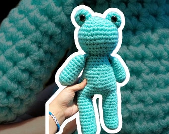 Crochet Fredrick the Frog pattern - crochet frog - digital download - amigurumi pattern