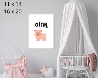 Oink Pig - wall art - nursery decor - digital download print