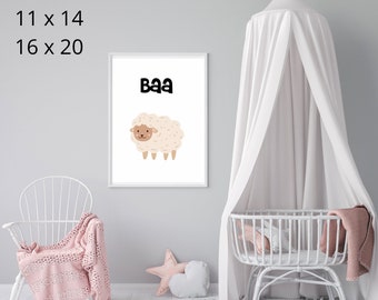 Baa Sheep - wall art - nursery decor - digital download print