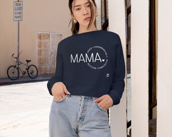 Frauen abgeschnitten MAMA Fleece Pullover