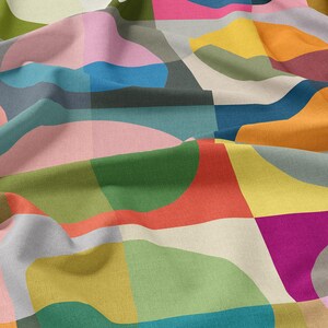 Gumball Upholstery Fabric by the Yard | Colorful Bauhaus Circle Print | Bold Chair Sofa Headboard | Performance Velvet Linen Canvas | USA bild 2
