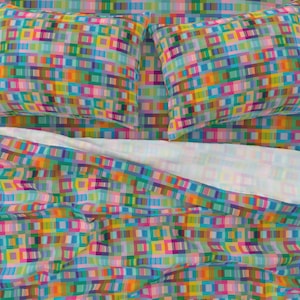 Bright Color Bohemian Sheet Set, Modern Bedding, Rainbow Squares, Boho Chic, Bohemian Bedding Designed by Victoria Bright Home