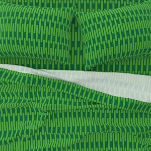 Modern Sheet Set in Green, Mid Century Bedding, Bold Stripe Geometric Bedding, Lux Cotton Sheets Designed by Victoria Bright Home