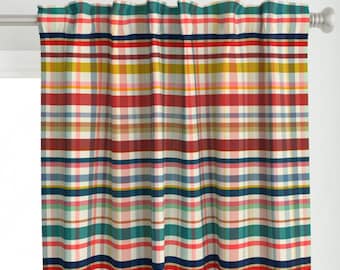 Boy Scout Plaid Curtain Panels | Colorful Vintage Plaid Drapes | Bold Maximalist Window Treatment | Eclectic Bedroom Living Room | USA