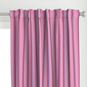 Delicious Pink Striped Medium Scale Retro Curtains, Maximalist Window Treatments, Curtain Panels Designed by Victoria Bright Home
