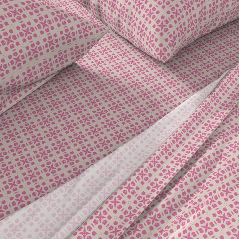 Pink Italian Cotton Sateen Sheet Set, Shabby Chic Bedding - Etsy