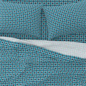 Pretty Turquoise, Navy Blue and Cream Sheet Set, Traditional Bedding, Bedroom Decor Designed by Victoria Bright Home
