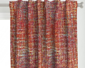 Fiery Rusty Red Abstract Curtains, Modern Curtain Panels, Fragments Designed by Victoria Bright Home