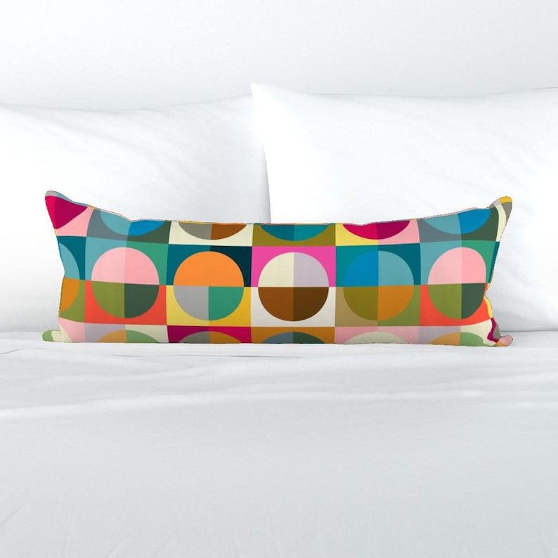 Gumball Upholstery Fabric by the Yard | Colorful Bauhaus Circle Print | Bold Chair Sofa Headboard | Performance Velvet Linen Canvas | USA bild 5