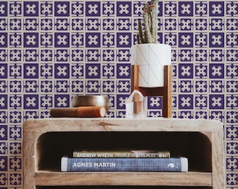 Purple Asian Art Deco Peel and Stick Wallpaper